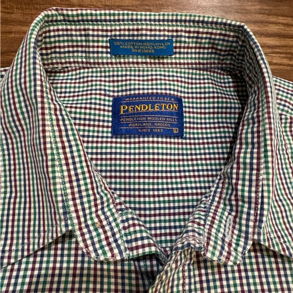 Cotton Pendleton L plaid button down shirt short sleeve pocket classic comfort - Picture 3 of 6